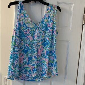 Lilly Pulitzer Blue and Pink Paisley Tank Top